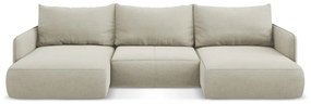 Кремав разтегателен ъглов диван с място за съхранение Nanea – Makamii