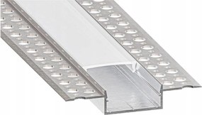 Вграден профил за LED ленти 1 м, сребърен/бял