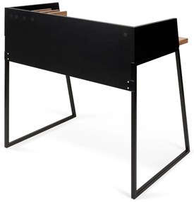 Черно работно бюро с детайли от орехово дърво Volga - TemaHome