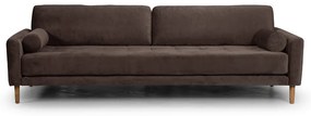 Четириместен диван Midcentury в тъмнокафяво кадифе, 244/93/66 см