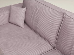 Лилав сгъваем/с място за съхранение ъглов диван от рипсено кадифе (десен ъгъл/L форма) Tonga – Maison de Rêve