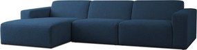 Тъмносин ъглов диван от букле (ляв ъгъл) Roxy – Scandic
