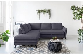 Антрацитен ъглов разтегателен диван ляв ъгъл, Charming Charlie - Miuform