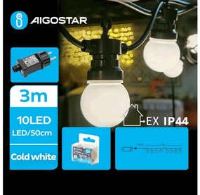 Aigostar - LED външна декоративна гирлянда 10xLED/3m IP44 студено бяло