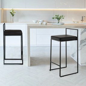 Черен бар стол от имитация на кожа (височина на седалката 65 cm) Dodo – Tomasucci