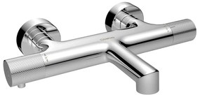 Стенна батерия за вана в лъскаво-сребрист цвят (2 изхода) Solaris – Sapho