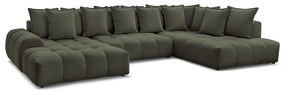 Зелен шенилов сгъваем/с място за съхранение ъглов диван (десен ъгъл/U форма) Everest – Bobochic Paris