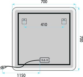 Огледало LED 70x70cm TOP-2