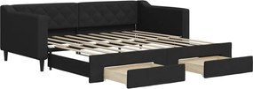 3197474 vidaXL Канапе с изтеглящо легло и чекмеджета черно 90x190 см плат