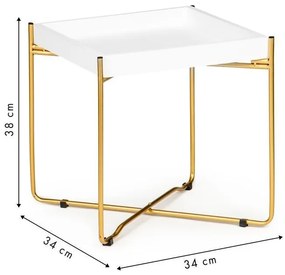 Елегантна бяла масичка за кафе със златни крачета