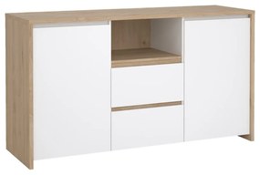 Скрин от дъбов декор в бял и естествен цвят 149x84x48 cm Next – Tvilum