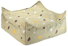 Зелен детски пуф от букле и шенил Terrazzo Square – Wigiwama