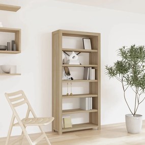 345083 vidaXL Библиотека с 6 рафта, 80x30x170 см, акациево дърво масив