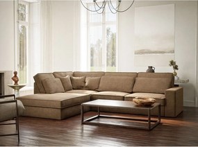 Светлокафяв шенилов ъглов диван (ляв ъгъл/L форма) Kirou – Maison de Rêve