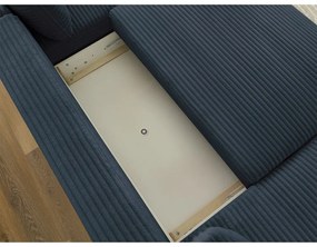 Тъмносин разтегателен ъглов диван от рипсено кадифе (ляв ъгъл/"U" форма) Lucien – Bobochic Paris