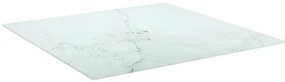 322257 vidaXL Плот за маса бял 80x80см 6мм закалено стъкло с мраморен дизайн
