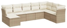 3249887 vidaXL Градински диван с възглавници, 8 части, бежов полиратан