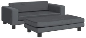 3196409 vidaXL Детски диван с табуретка за крака Тъмносив 100x50x30 см кадифе