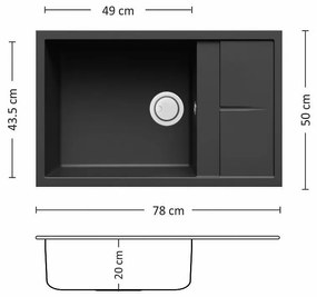 Leks UNICO PLUS BB 78.1 SI Композитна мивка за вграждане
