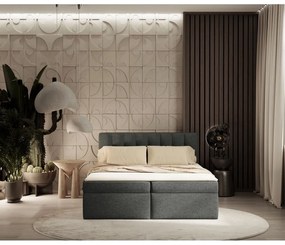 Тъмносиво боксспринг легло с място за съхранение 180x200 cm Novento – Maison de Rêve