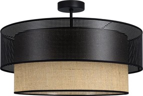 Плътно монтиран таванен полилей BORHO 1xE27/60W/230V Ø 40 см черен/джут