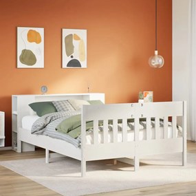 3323186 vidaXL Легло с етажерка за книги, без матрак, 120x200 см, бор масив