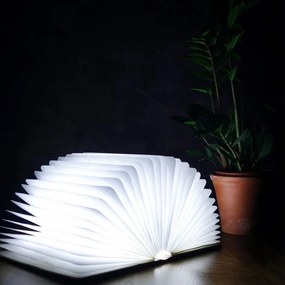 Светлокафява голяма настолна LED лампа във формата на книга, изработена от кленово дърво Booklight - Gingko
