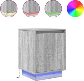 861276 vidaXL Нощни шкафчета с LED осветление 2 бр. сиво Сонома 38x34x50 см