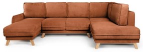 Оранжев сгъваем ъглов диван от рипсено кадифе (десен ъгъл/"U" форма) Tori – Bonami Selection