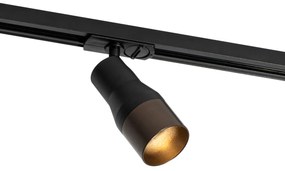 Модерен прожектор черен с тъмно бронзов интериор за релсова система 1-фазен - Iconic Kohua