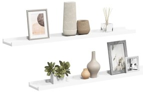 323930 vidaXL Рафтове за фоторамки, 2 бр, бели, 80x9x3 см, МДФ