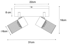 Индустриален прожектор черен 2-светлина регулируем - Jim