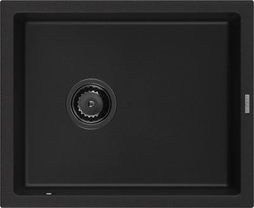 Mexen Pedro гранитна мивка с 1 отделение 560 x 460 мм, черна, черен сифон - 6508561000-77-B