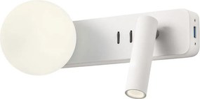 Redo 01-2991 - LED стенен аплик OASIS LED/3W/230V+1xG9/10W USB CRI 90 бял