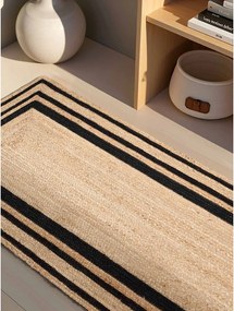 Черна/в естествен цвят двустранна/ръчно изработена ютена пътека 70x200 cm Jutta – Hanse Home