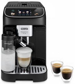 Кафеавтомат DeLonghi Magnifica PLUS ECAM 320.60.B, 1450W, 15 bar, 1.8l, 15 програми, 13 нива на смилане, TFT тъчскрийн, LatteCrema Hot, Опция за кафе на зърна, Черен