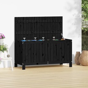 823840 vidaXL Кутия за съхранение, черна, 115x49x60 см, борово дърво масив