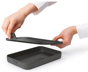 Кутия за храна Brabantia Make&Take 1006284, 1.1 л, До 2 сандвича, Без BPA, Плоска, Тъмносив