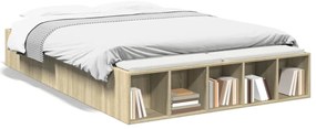 3280589 vidaXL Рамка за легло, дъб сонома, 135x190 см, масивно дърво