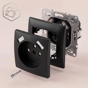 Единичен контакт със заземяване + 2x USB-A OSTE JNH003-G Black