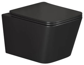 Конзолна тоалетна чиния 5135MB TORNADO, Inter Ceramic, седалка и капак, порцелан, черен мат, 36х37х52см