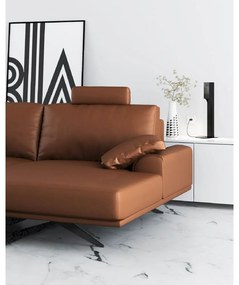 Ъглов диван от коняк и кафява кожа (десен ъгъл) Prado - MESONICA