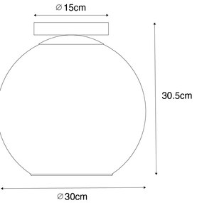 Дизайнерски таванна лампа черна със златно стъкло - Bert