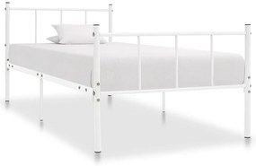 284629 vidaXL Рамка за легло, бяла, метал, 90x200 см