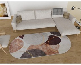 Миещ се килим в кафяво и кремаво 80x120 cm Oval - Vitaus