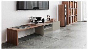 Сива променлива маса за телевизор с орехов фурнир Move - TemaHome