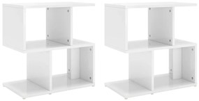 806377 vidaXL Нощни шкафчета, 2 бр, бял гланц, 50x30x51,5 см, инженерно дърво