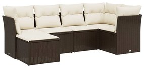 3263179 vidaXL Градински комплект с възглавници, 6 части, кафяв, полиратан
