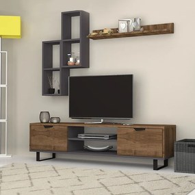 Меламиново ТВ единица Lonsa в орех - сив цвят 160x35x40см.