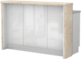 Островна кухненска пейка Raval-Length: 150 cm.-White glossy-Latino Marble